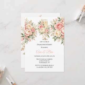 Blush Sage Champagne Bloemensier Bruiloft Feest Kaart