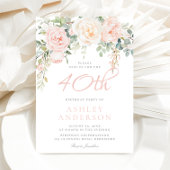 Blush & Sage Elegant Bloemen 40ste Verjaardagsfees Kaart