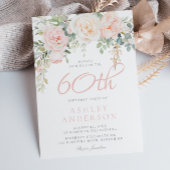 Blush & Sage Elegant Bloemen 60ste Verjaardagsfees Kaart