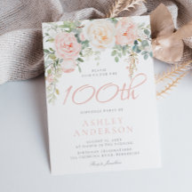 Blush & Sage Elegante Bloemen 100ste Verjaardagsfe