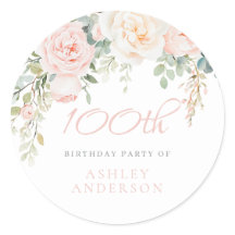 Blush & Sage Elegante Bloemen 100ste Verjaardagsfe