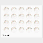 Blush & Sage Elegante Bloemen 100ste Verjaardagsfe Ronde Sticker (Vel)