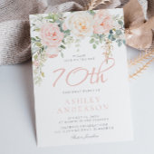 Blush & Sage Elegante Bloemen 70 Verjaardagsfeest Kaart