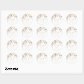 Blush & Sage Elegante Bloemen 90ste Verjaardagsfee Ronde Sticker (Vel)