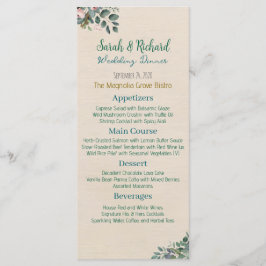 Blush Sage Floral Wedding Menu