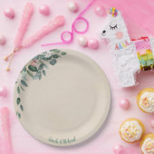 Blush Sage Floral Wedding Papieren Bordje (Feest)