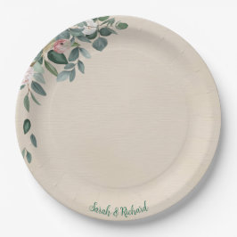 Blush Sage Floral Wedding Papieren Bordje