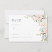 Blush Sage Floral Wedding Response RSVP Card (Voorkant)