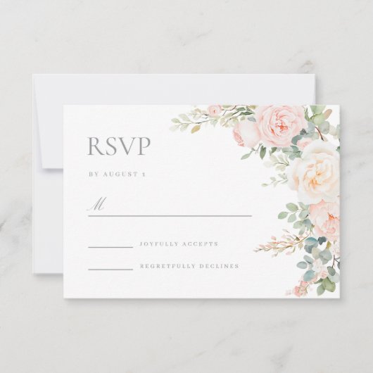 Blush Sage Floral Wedding Response RSVP Card (Voorkant)