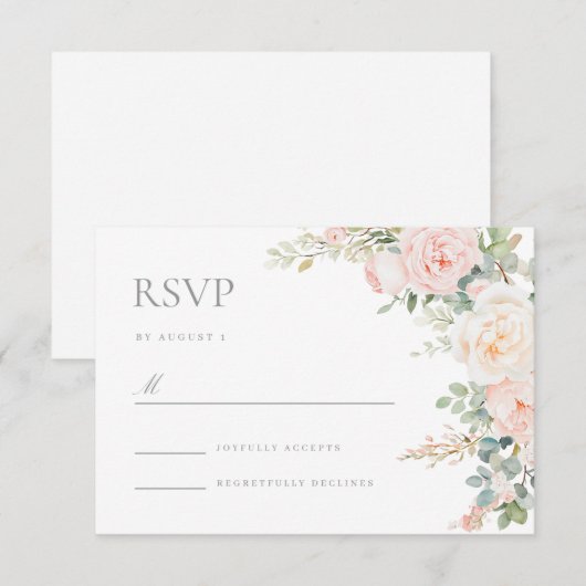 Blush Sage Floral Wedding Response RSVP Card (Voorkant / Achterkant)