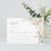 Blush Sage Floral Wedding Response RSVP Card Kaartje (Staand voorkant)