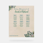 Blush Sage Floral Wedding Seating Chart Acryl Bord (Voorkant)