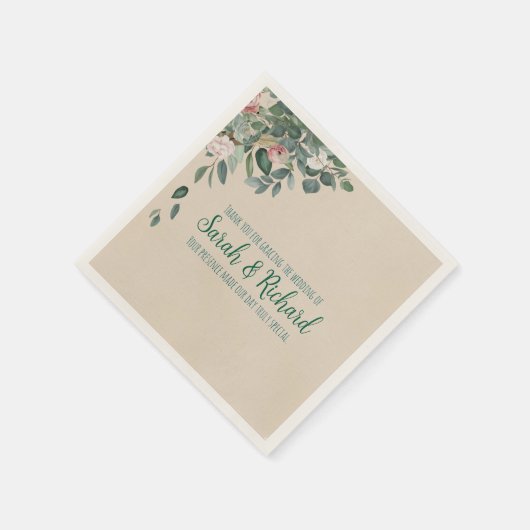 Blush Sage Floral Wedding Servet (Hoek)
