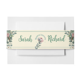 Blush Sage Floral Wedding Uitnodigingen Wikkel