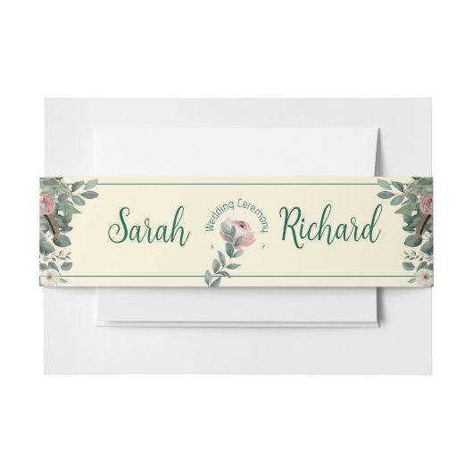 Blush Sage Floral Wedding Uitnodigingen Wikkel (Voorkant Voorbeeld)