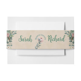 Blush Sage Floral Wedding Uitnodigingen Wikkel