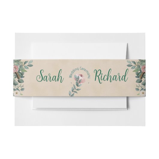 Blush Sage Floral Wedding Uitnodigingen Wikkel (Voorkant Voorbeeld)