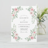 Blush Sage Geschilderde Trouwdag Kaart (Staand voorkant)