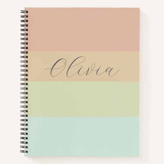 Blush Sage Gradiënt Olivia Naam Notitieboek (Voorkant)