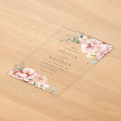 Blush & Sage Green Divine Elegance Bruiloft Acryl Uitnodigingen (Laagn)