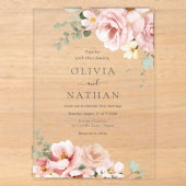 Blush & Sage Green Divine Elegance Bruiloft Acryl Uitnodigingen (Voorkant)