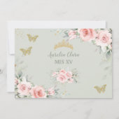 Blush Sage Green Floral Butterflies Quinceañera Save The Date (Achterkant)