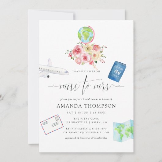 Blush & Sage Green Floral Miss - Mrs. Vrijgezellen Kaart (Voorkant)