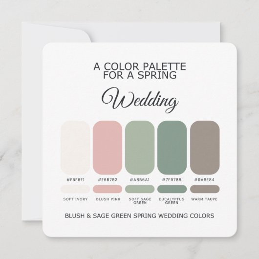 Blush Sage Green Spring Wedding Color Palette Card Kaart (Voorkant)