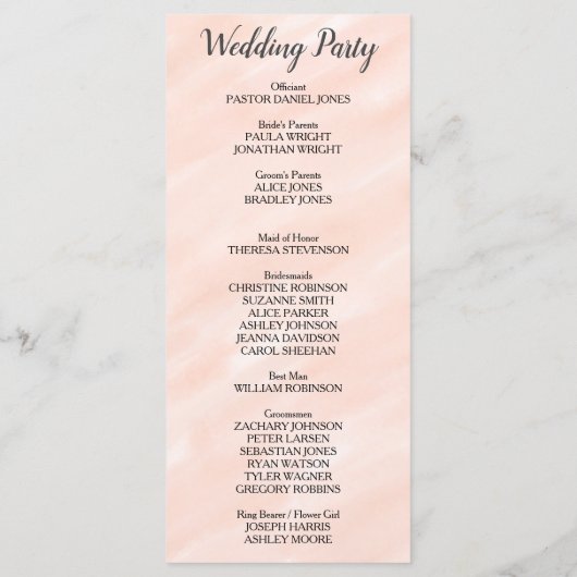 Blush Sage Green Waterverf Wedding Programme Programmakaart (Achterkant)