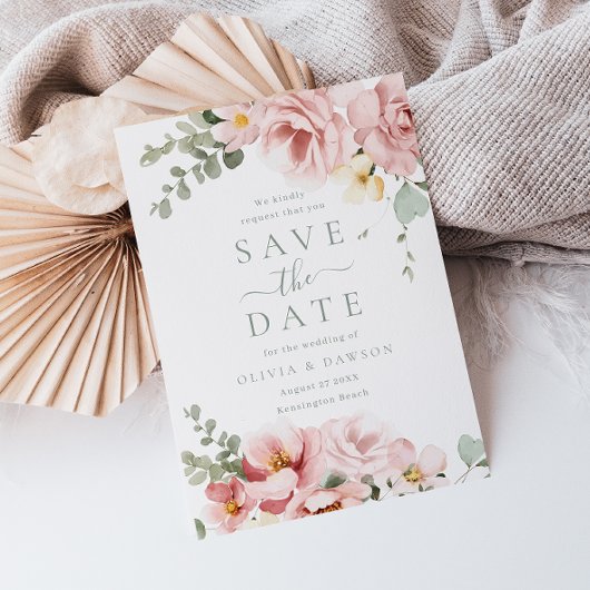 Blush & Sage Groen Divine Elegantie Trouwen Save The Date