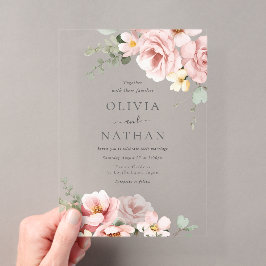 Blush & Sage Groen Goddelijke Elegantie Bruiloft Acryl Uitnodigingen