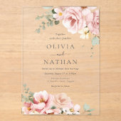 Blush & Sage Groen Goddelijke Elegantie Bruiloft Acryl Uitnodigingen (Voorkant)