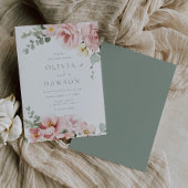 Blush & Sage Groen Goddelijke Elegantie Bruiloft Kaart