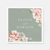 Blush & Sage Groen Moderne Bruiloft Servet (Voorkant)