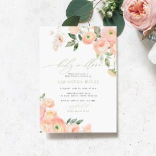 Blush & Sage Groene Bloemen Baby in Bloom Shower Kaart