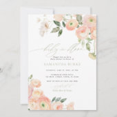 Blush & Sage Groene Bloemen Baby in Bloom Shower Kaart (Voorkant)