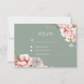 Blush & Sage Groene Bruiloft RSVP Reactie Kaart (Voorkant)