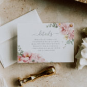 Blush & Sage Groene Goddelijke Elegantie Bruiloft  Informatiekaartje