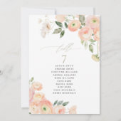 Blush & Sage Groene Tafel Nummer Zitplaatskaart Kaart (Achterkant)