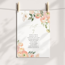 Blush & Sage Groene Tafel Nummer Zitplaatskaart Kaart