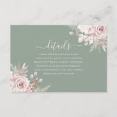 Blush, Sage & Ivoor Bloemen Bruiloft Details Informatiekaartje (Voorkant)
