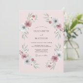 Blush Sage Krans Bruiloft Kaart (Staand voorkant)