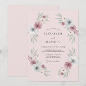 Blush Sage Krans Bruiloft Kaart (Voorkant / Achterkant)