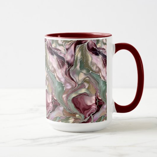 Blush Sage Marmeren Mok Luxe Abstracte Koffiebeker (Rechts)