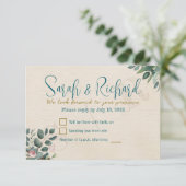 Blush & Sage met Waterverf Foliage Wedding RSVP Kaartje (Staand voorkant)