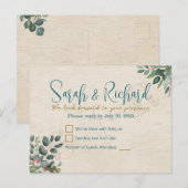 Blush & Sage met waterverfblad Bruiloft RSVP Briefkaart (Voorkant / Achterkant)