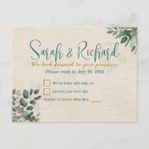 Blush & Sage met waterverfblad Bruiloft RSVP