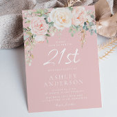 Blush & Sage Moderne Meisjes 21ste Verjaardagsfees Kaart