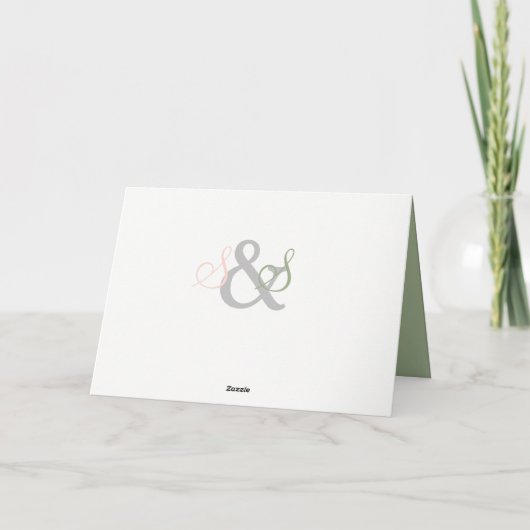 Blush Sage Monogram Weddenfoto Bedankkaart (Achterkant)