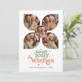 Blush & Sage Retro Foto Collage Kerstmis Feestdagenkaart (Staand voorkant)